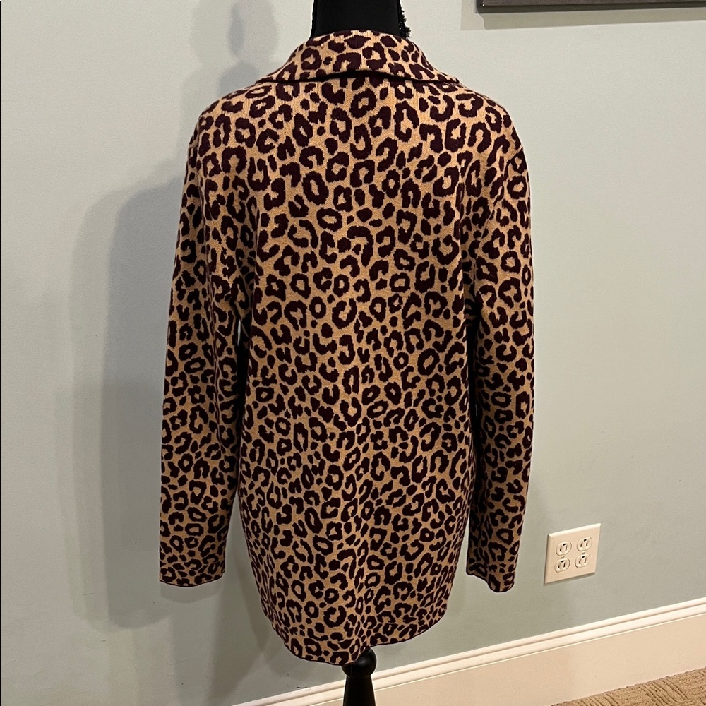 Leopard Print Sweater Knit  Women's Blazer - Picture 4 of 7